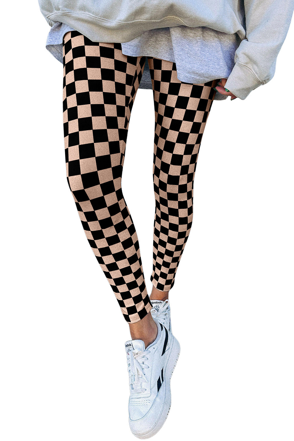 Checkered Pattern High Waist Skinny Leggings