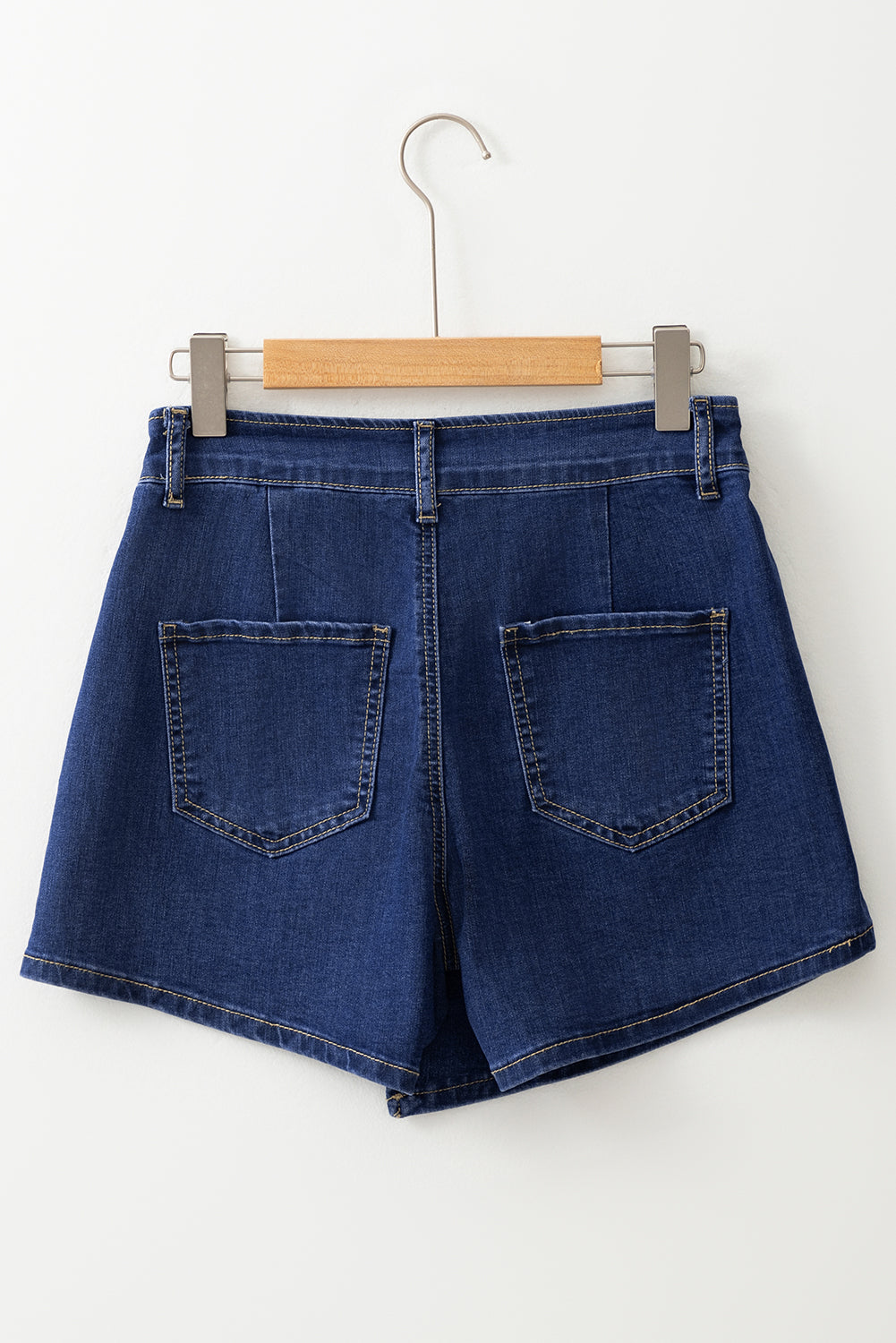 Wrapped Buttoned High Waist Denim Shorts