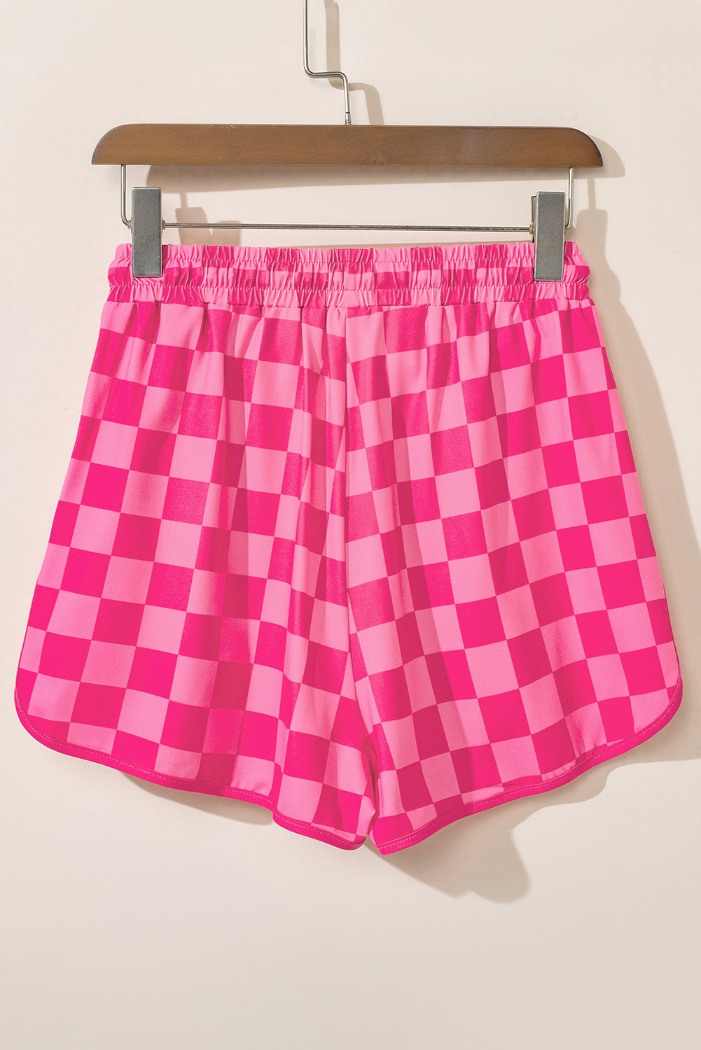 Checkered Elastic Waist Casual Shorts