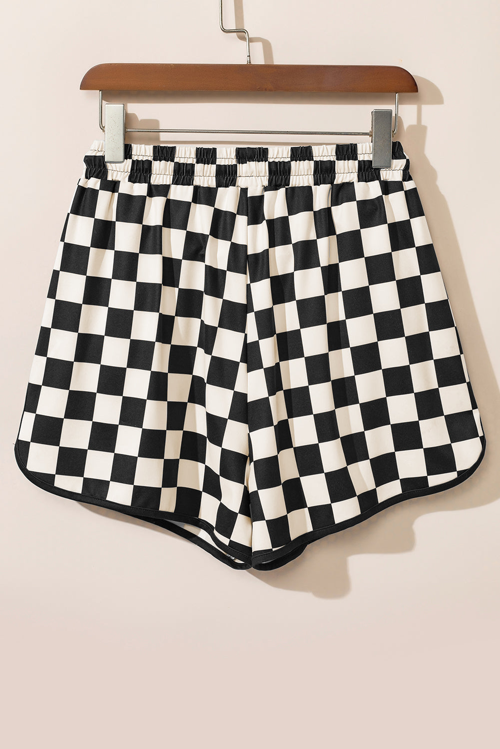 Checkered Elastic Waist Casual Shorts