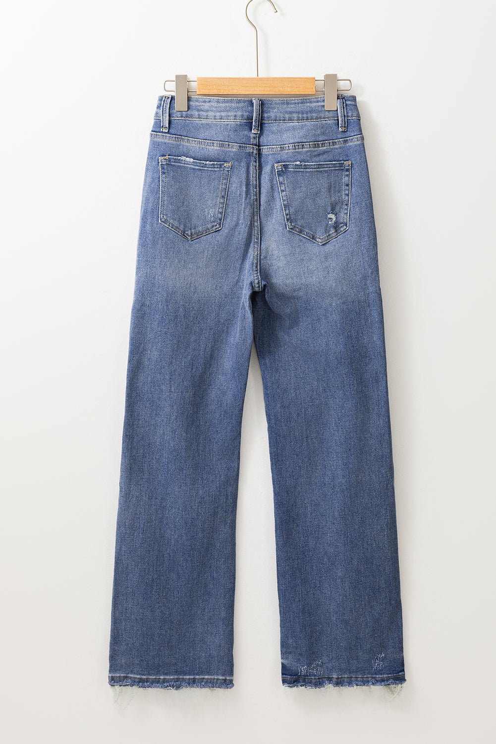 Raw Hem Straight Leg High Waist Jeans