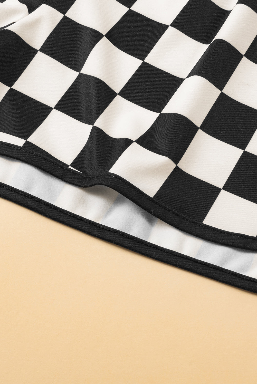 Checkered Elastic Waist Casual Shorts