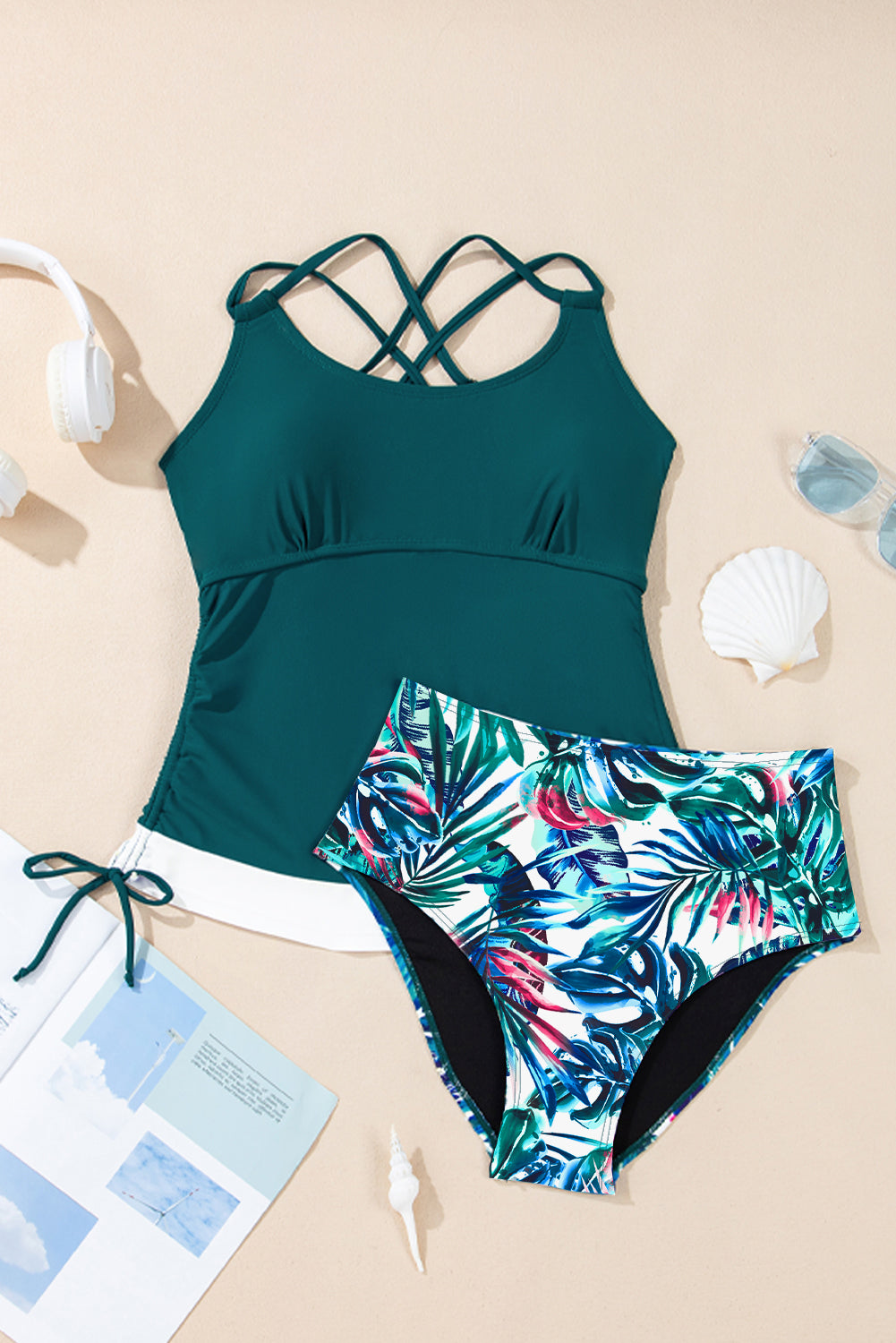 Mix-and-match 2pcs Tankini Swimsuit