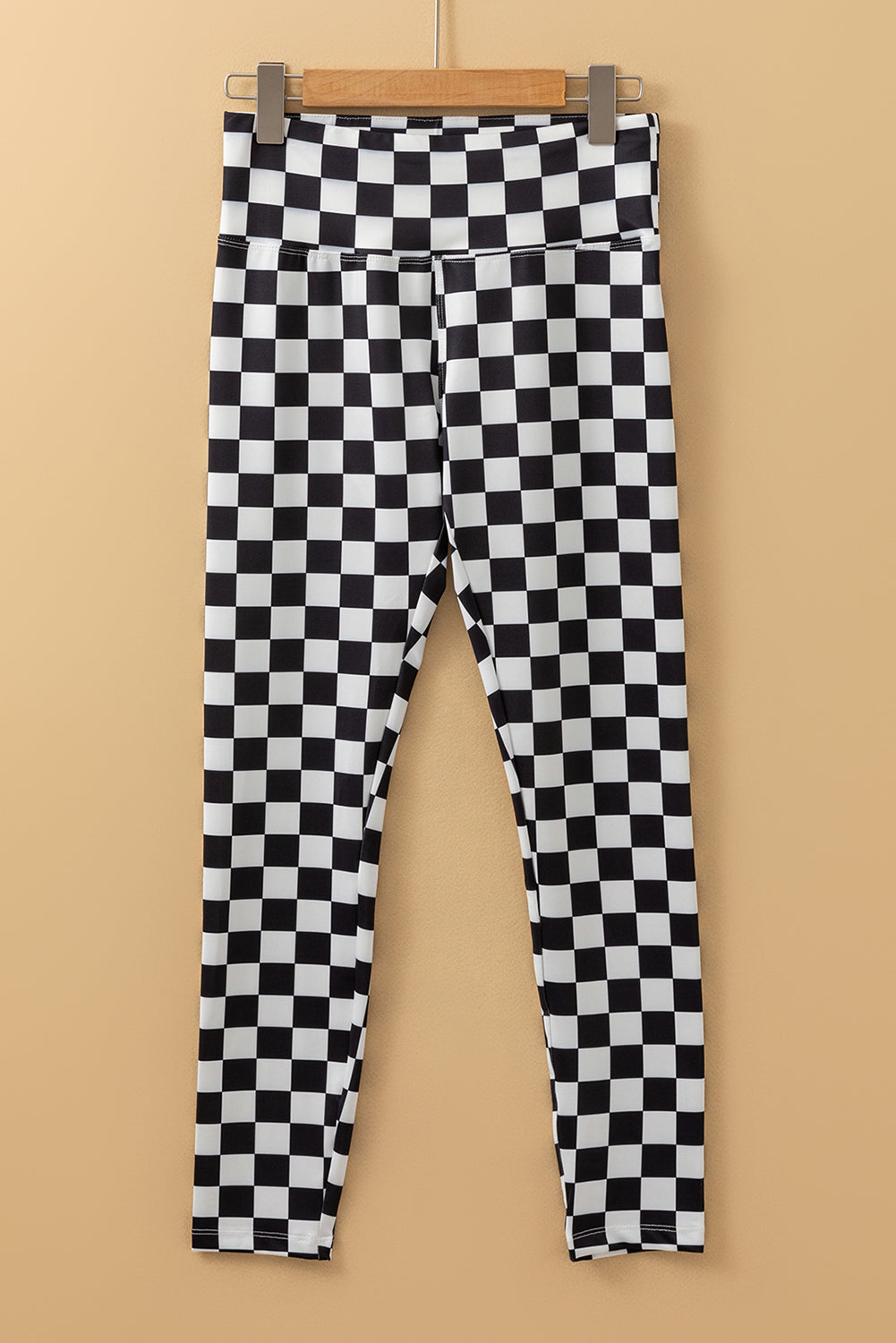 Checkered Pattern High Waist Skinny Leggings