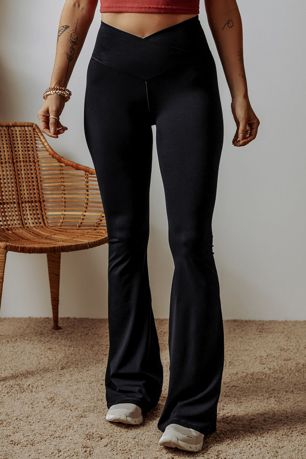 V-Shape High Waist Flared Leggings